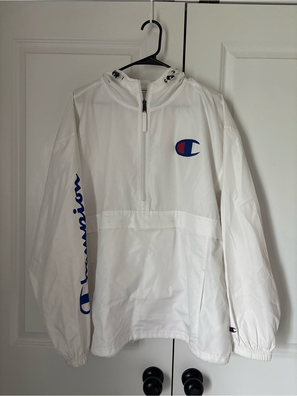 Champion White Windbreaker Pullover Jacket
